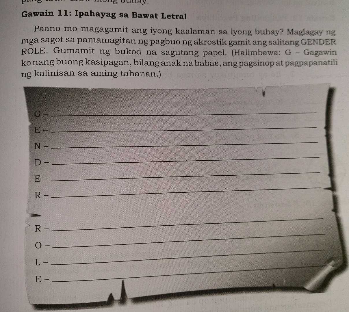 Gawain 11 Ipahayag sa Bawat LetraPaano mo | StudyX