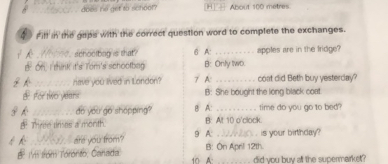 4 Fill in the gaps with the correct question | StudyX