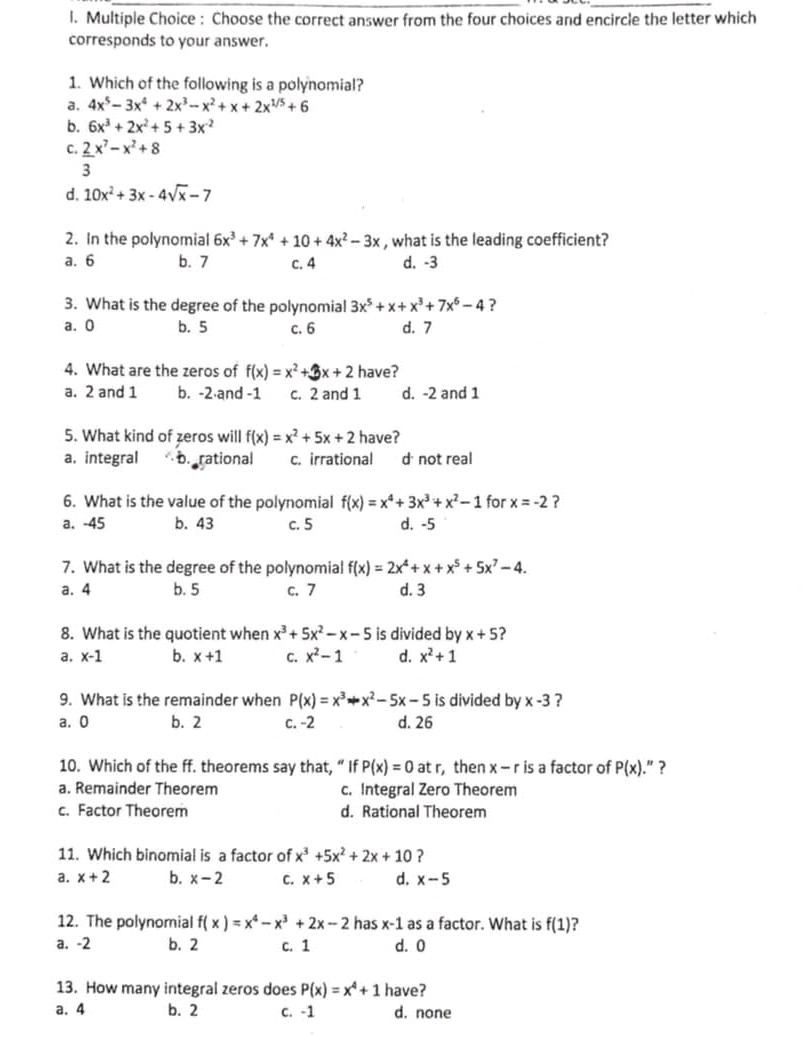 1 Multiple Choice Choose the correct answer | StudyX