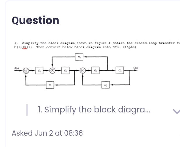 1 Simplify the block diagram shown in Figure | StudyX