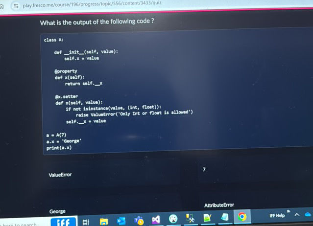 What is the output of the following code | StudyX