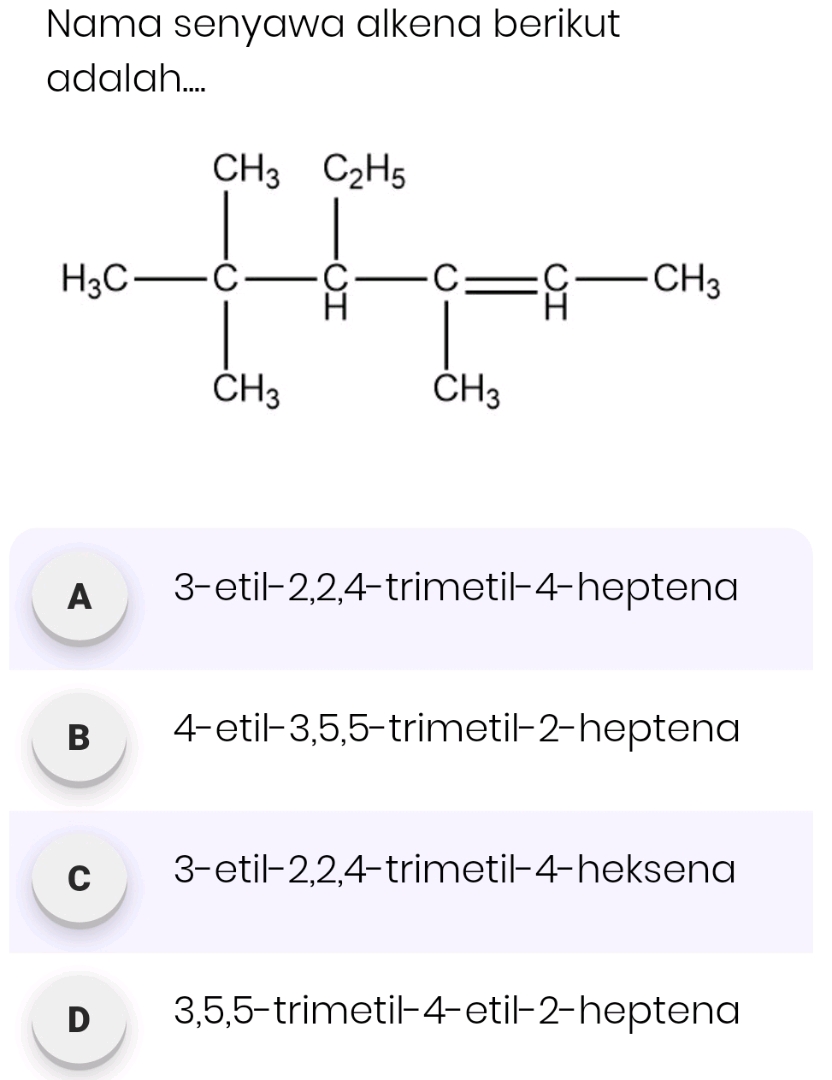 Nama senyawa alkena berikut adalah CH3 C2H5 | StudyX