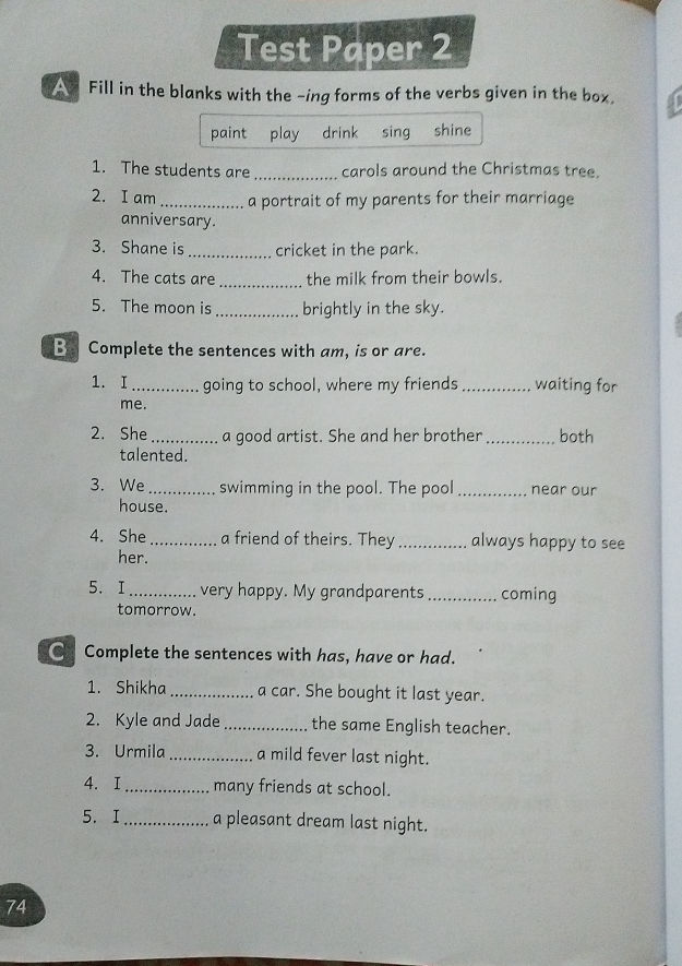 A Fill in the blanks with the -ing forms of | StudyX