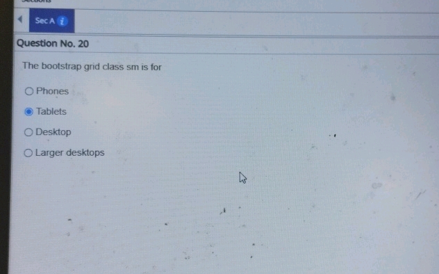 Question No 20 The bootstrap grid class sm | StudyX