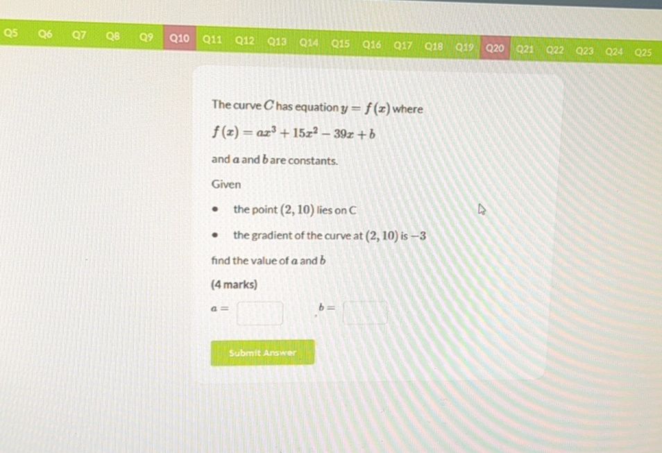 The curve C has equation y=f(x) where f(x)=a