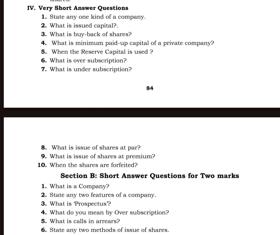 IV Very Short Answer Questions 1 State any | StudyX