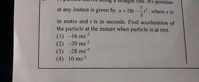 A particle moves along a straight line Its | StudyX