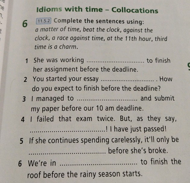 Idioms with time - Collocations 1152 | StudyX