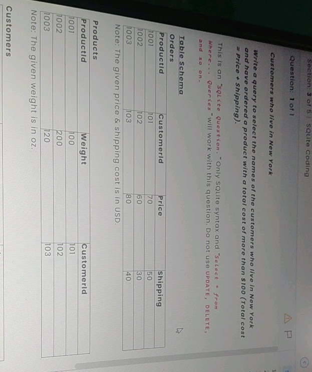 Section 3 of 5 SQLite Coding Question 1 of 1 | StudyX