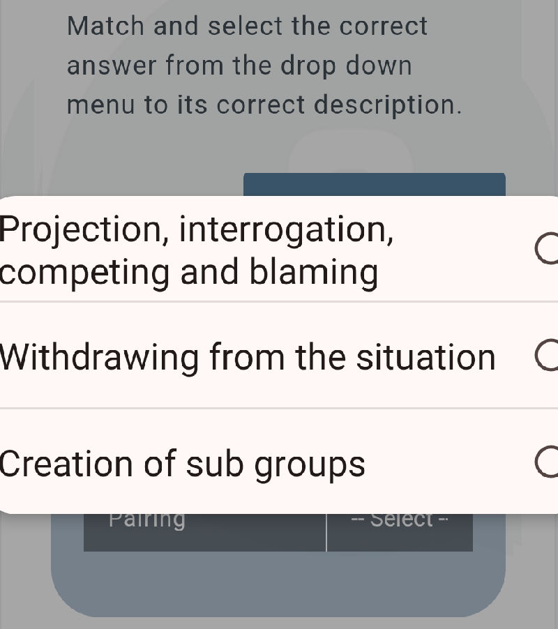 Match and select the correct answer from the | StudyX