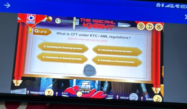 Q1 of 12 THE KYC AML KNIGHT What is CFT | StudyX