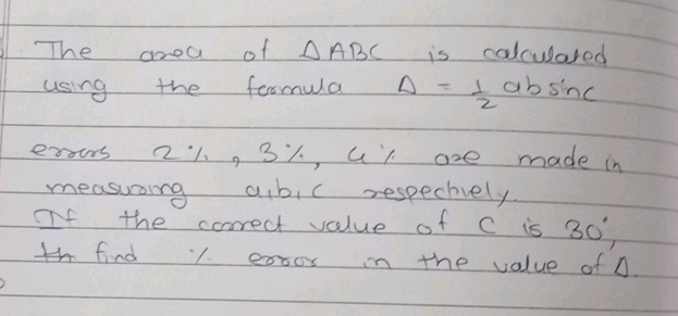 The area of ABC is calculated using the | StudyX
