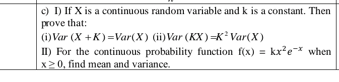 Continuous Random Variable Math c) I) If X is a continuous random variable