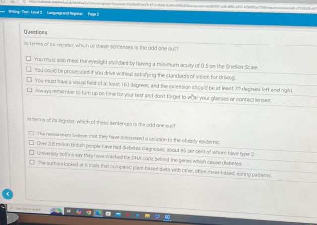 In terms of its register which of these | StudyX