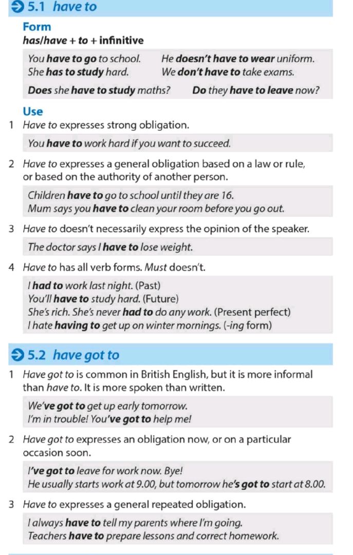 51 have to Form has have to infinitive You | StudyX