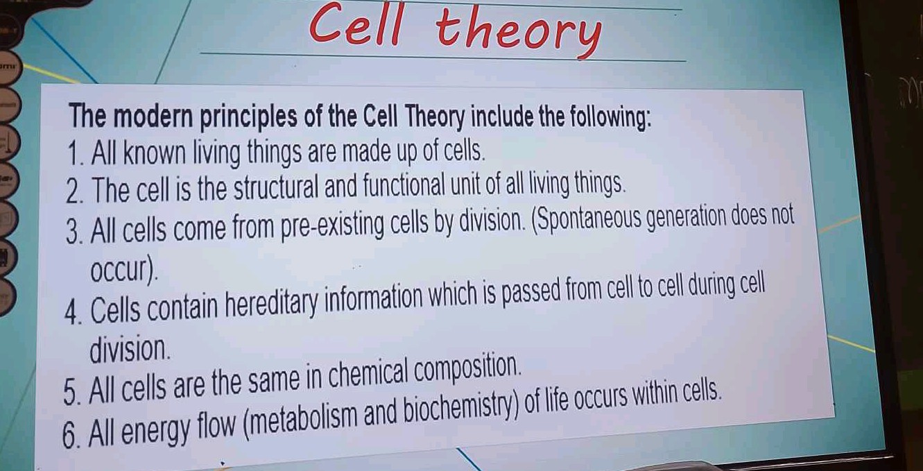 Cell theory The modern principles of the | StudyX