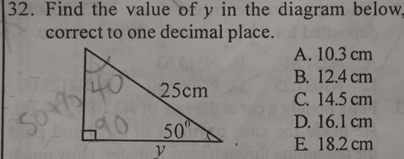 32 Find the value of y in the diagram below