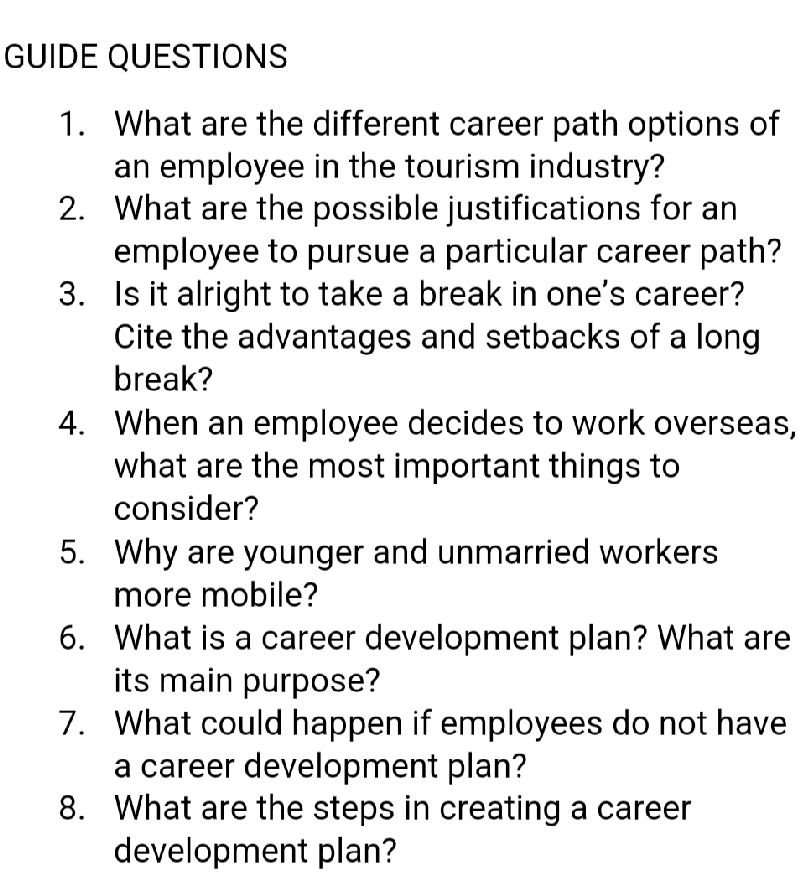 GUIDE QUESTIONS 1 What are the different