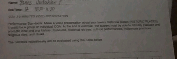 Performance Standards Make a video | StudyX