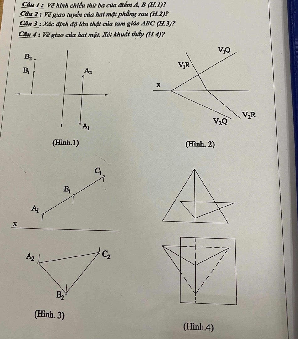 Cu 1 V hnh chiu th ba ca im A B (H1) Cu 2 V | StudyX