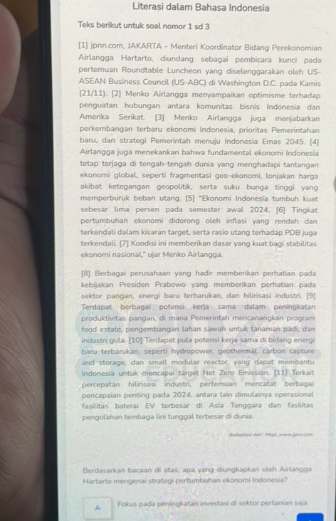 Berdasarkan bacaan di atas apa yang | StudyX