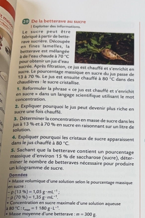 29 De la betterave au sucre Exploiter des | StudyX
