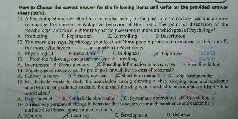 Part 3 Choose the correct answer for the | StudyX