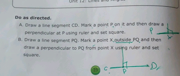 Do as directed A Draw a line segment CD Mark