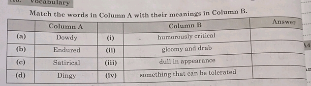 Match the words in Column A with their | StudyX