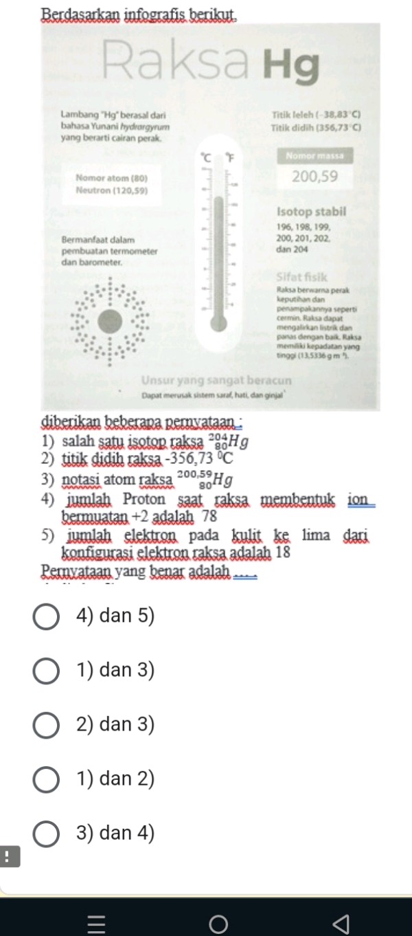 Berdasarkan infografis berikut Raksa Hg | StudyX