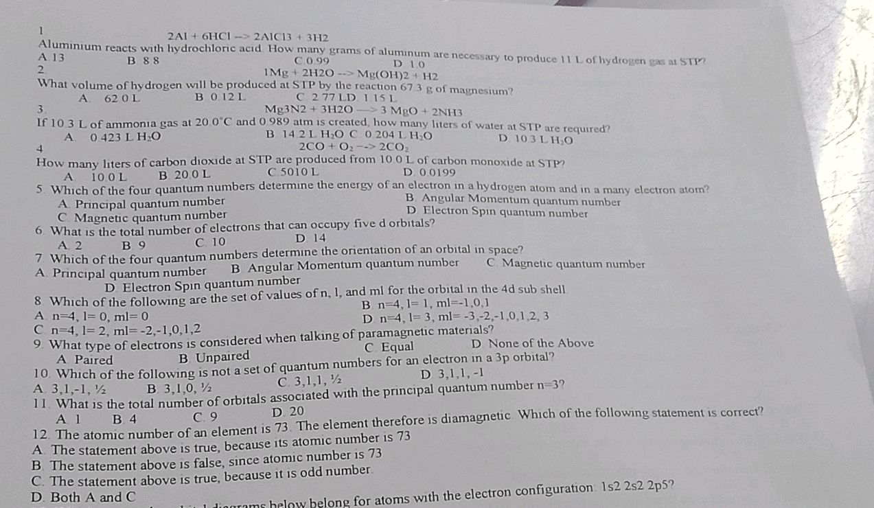 1 2Al + 6HCl 2AlCl3 + 3H2 Aluminium reacts | StudyX