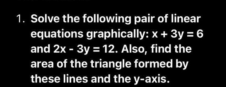 1 Solve the following pair of linear | StudyX