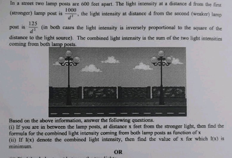 In a street two lamp posts are 600 feet