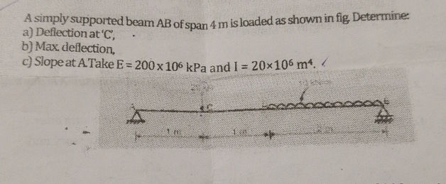A simply supported beam AB of span 4 m is | StudyX