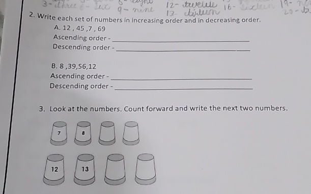 2 Write each set of numbers in increasing | StudyX