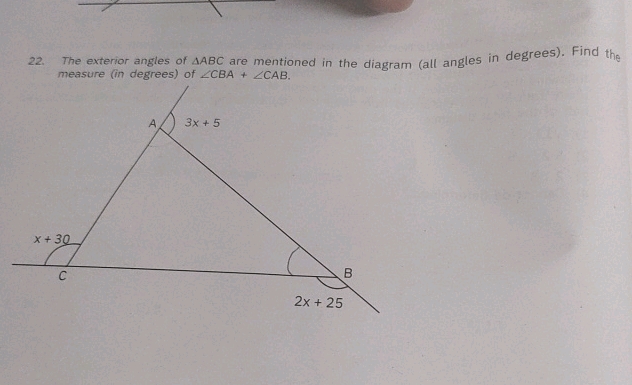 Abc Shape Angles 22 The exterior angles of ABC are mentioned | StudyX