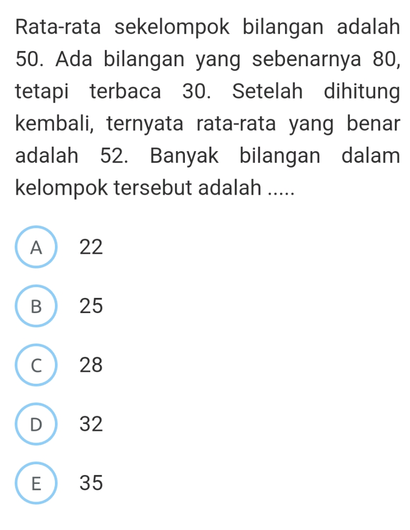 Rata-rata sekelompok bilangan adalah 50 Ada | StudyX