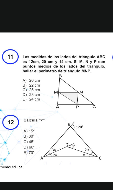 11 Las medidas de los lados del tringulo ABC | StudyX