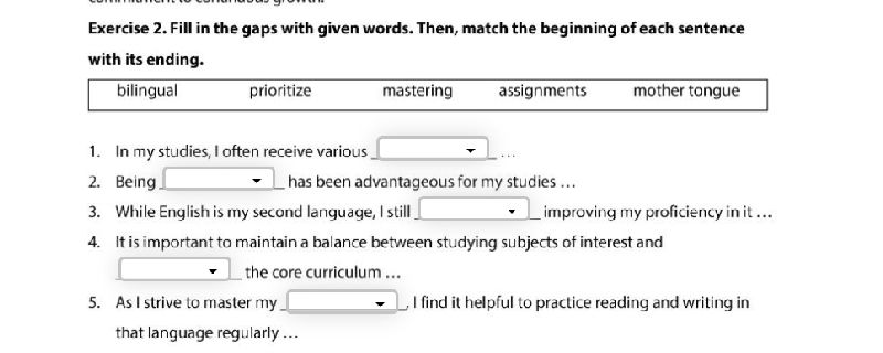 Exercise 2 Fill in the gaps with given words | StudyX