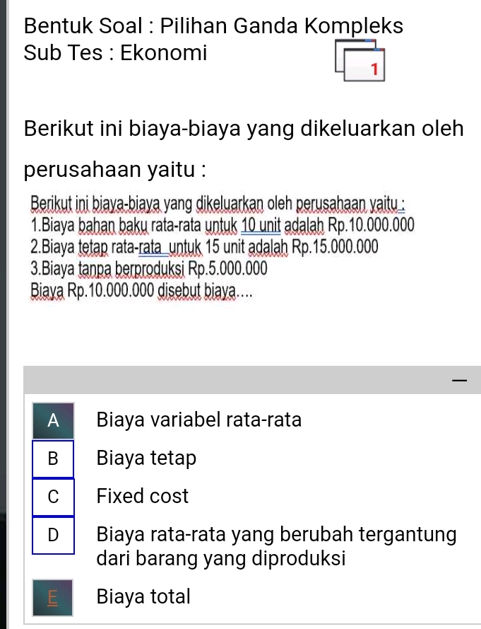 Biaya Variabel Rata Rata Berikut ini biaya-biaya yang dikeluarkan