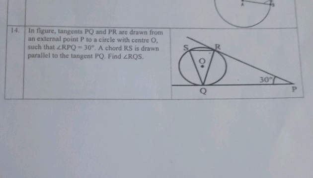 14 In figure tangents PQ and PR are drawn | StudyX
