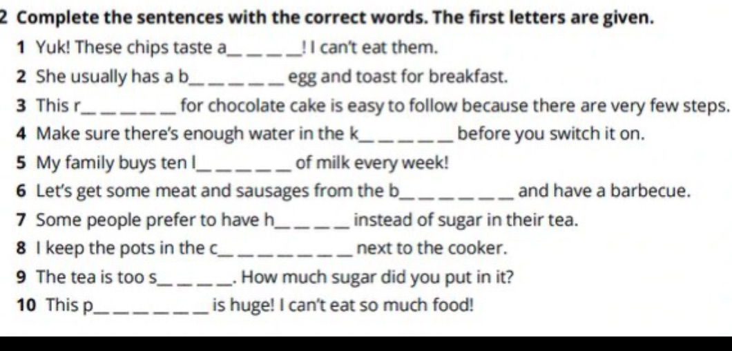 2 Complete the sentences with the correct | StudyX
