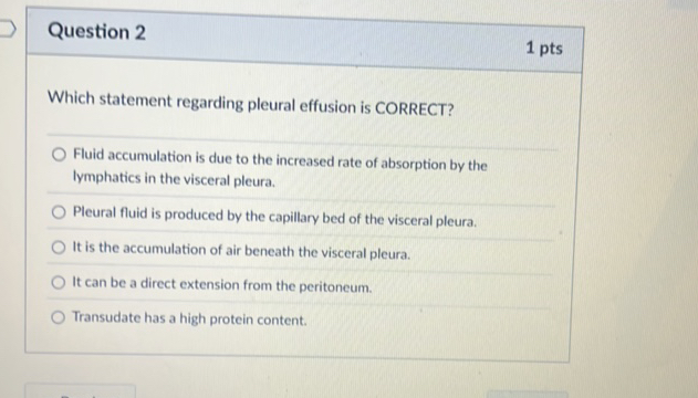 Question 2 1 pts Which statement regarding | StudyX