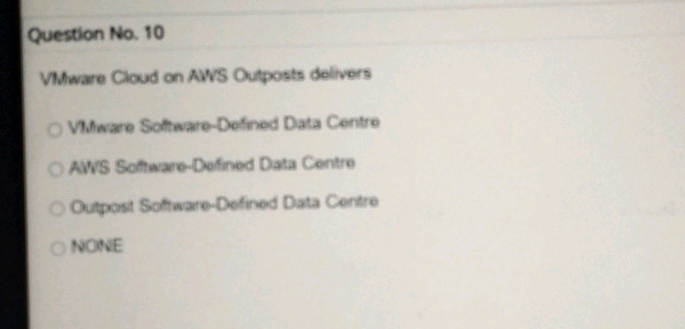 Question No 10 VMware Cloud on AWS Outposts | StudyX