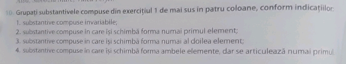 Grupai substantivele compuse din exerciiul 1 | StudyX