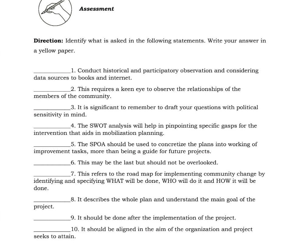 Assessment Direction Identify what is asked | StudyX