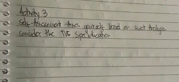 Activity 3 conider the tue spacidication | StudyX