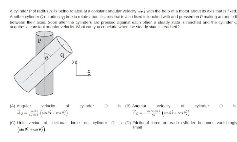 A cylinder P of radius rp is being rotated