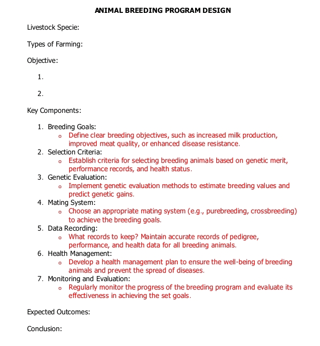ANIMAL BREEDING PROGRAM DESIGNLivestock | StudyX