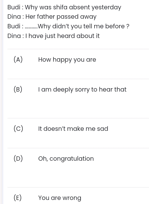 Budi Why was shifa absent yesterday Dina Her | StudyX